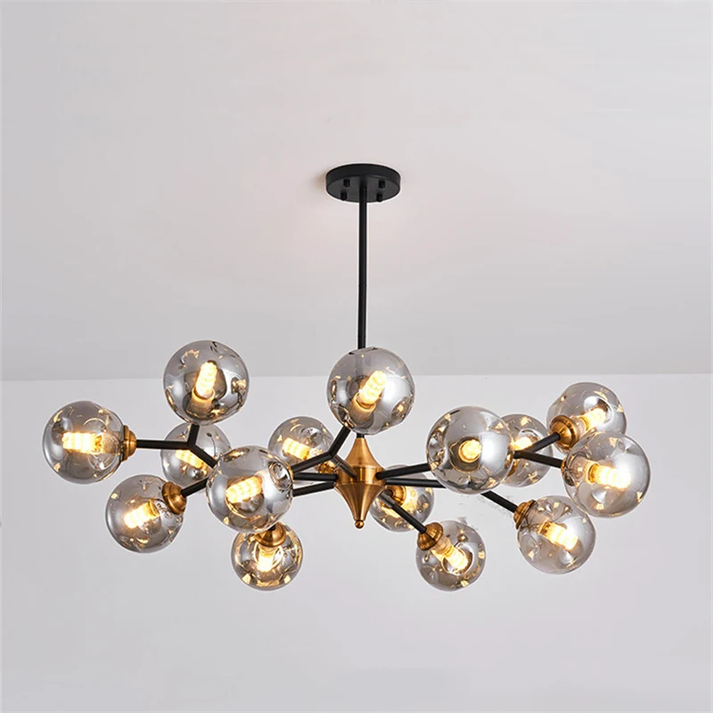 

Nordic Tree Branch LED Chandelier E27 Glass Magic Bean Lampshade Apply To Living Room Coffee Shop Luxury Design Hanglamp