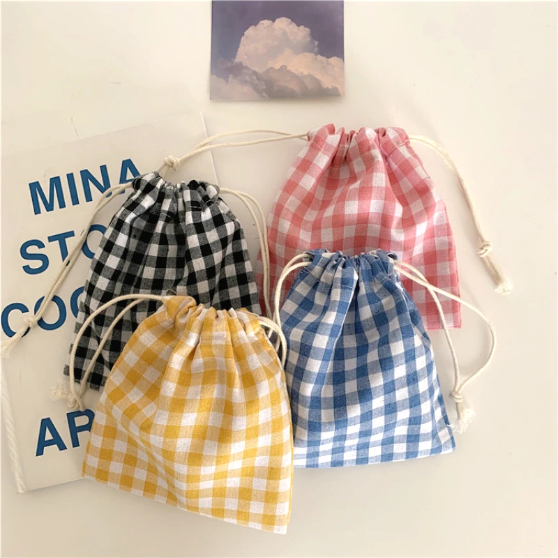 Lattice Cotton Fabric Floral Drawstring Storage Pouch Packaging Coin Purse Lipstick Jewelry Organizer Christmas Gift Bag