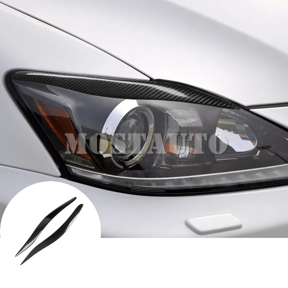 

For Lexus IS250 IS350 Real Carbon Fiber Exterior Headlight Cover Eyelid Eyebrow Trim 2006-2012 2pcs Car Accessories