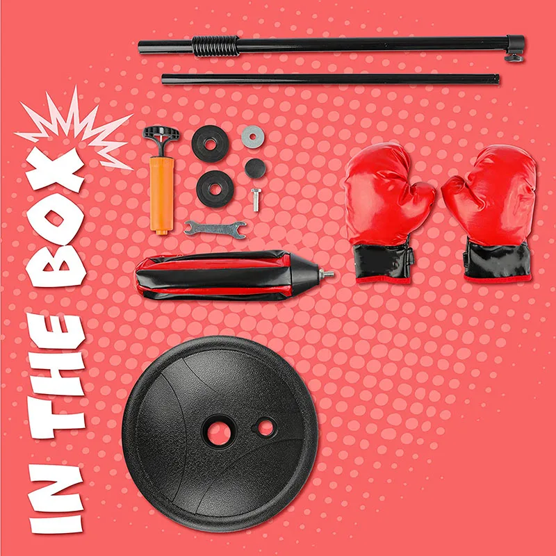 Boksebag for barn - boksesett inkluderer boksehansker og stående boksesekk for gutter og jenter i alderen 3-8 år. 3