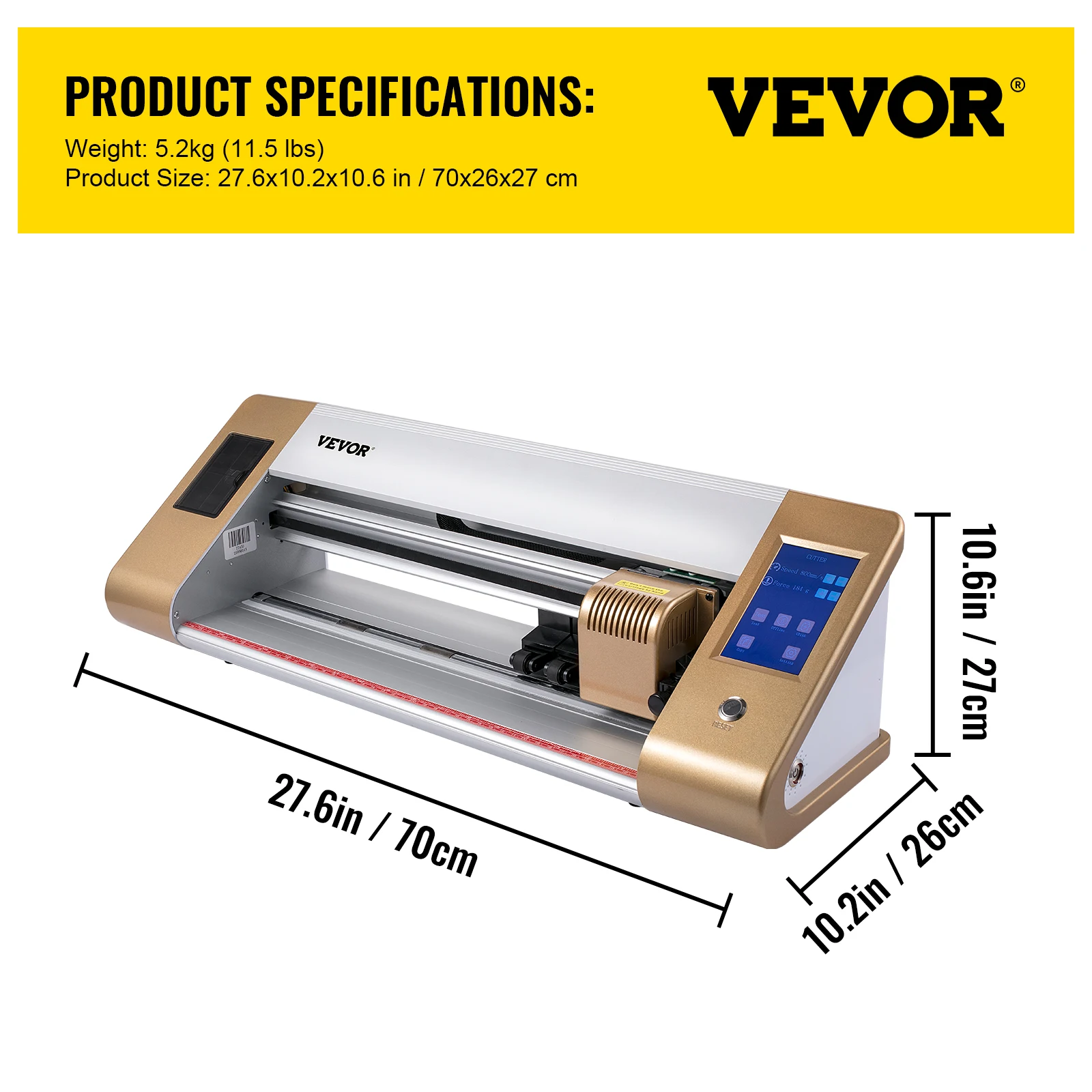 VEVOR Automatic Vinyl Cutter Machine Computer Windows Software 3 Blades LCD Screen 18Inch 450MM Vinyl Printer Cutting Plotter