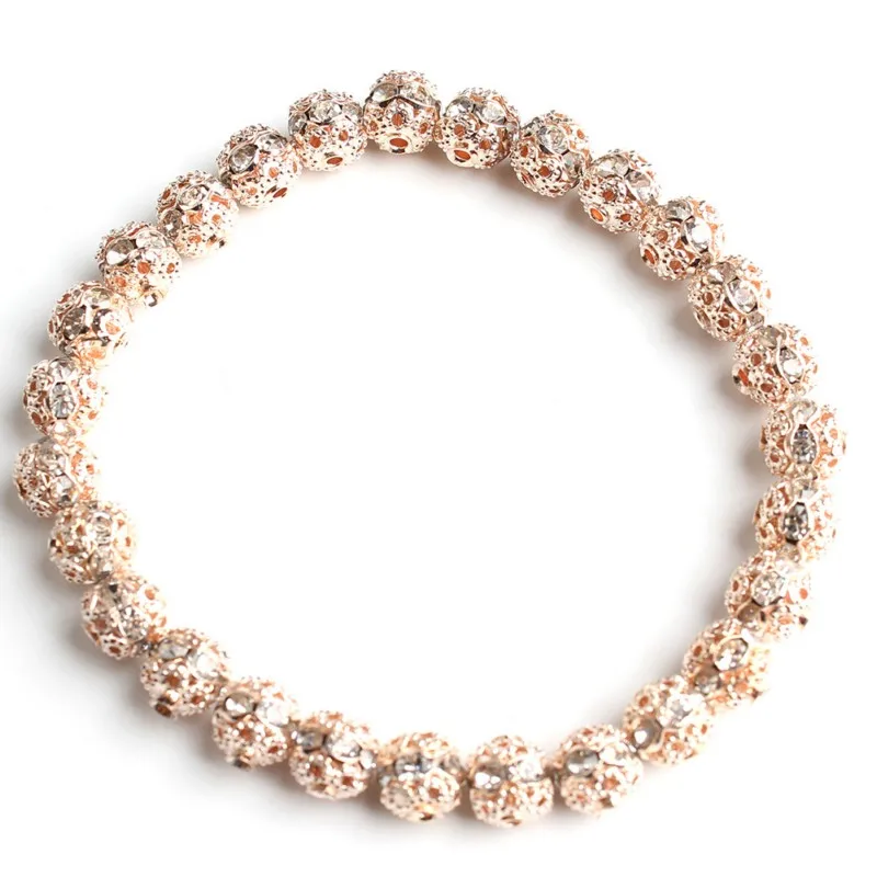 50/100pcs 6mm Metal Rose Gold Black Silver Plated Crystal Rhinestone Ball Spacer Loose Beads For Jewellery Making Diy Bracelet