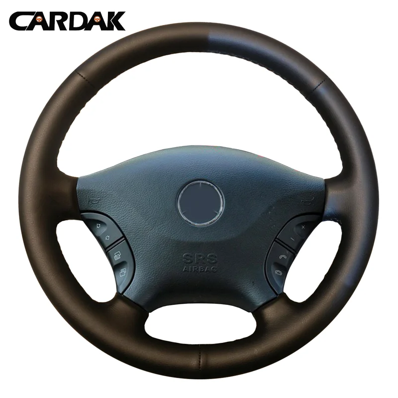 

CARDAK DIY Black Smooth Leather Hand-stitched Car Steering Wheel Cover for Mercedes Benz Vito 2010-2015 Viano W639 2006-2011