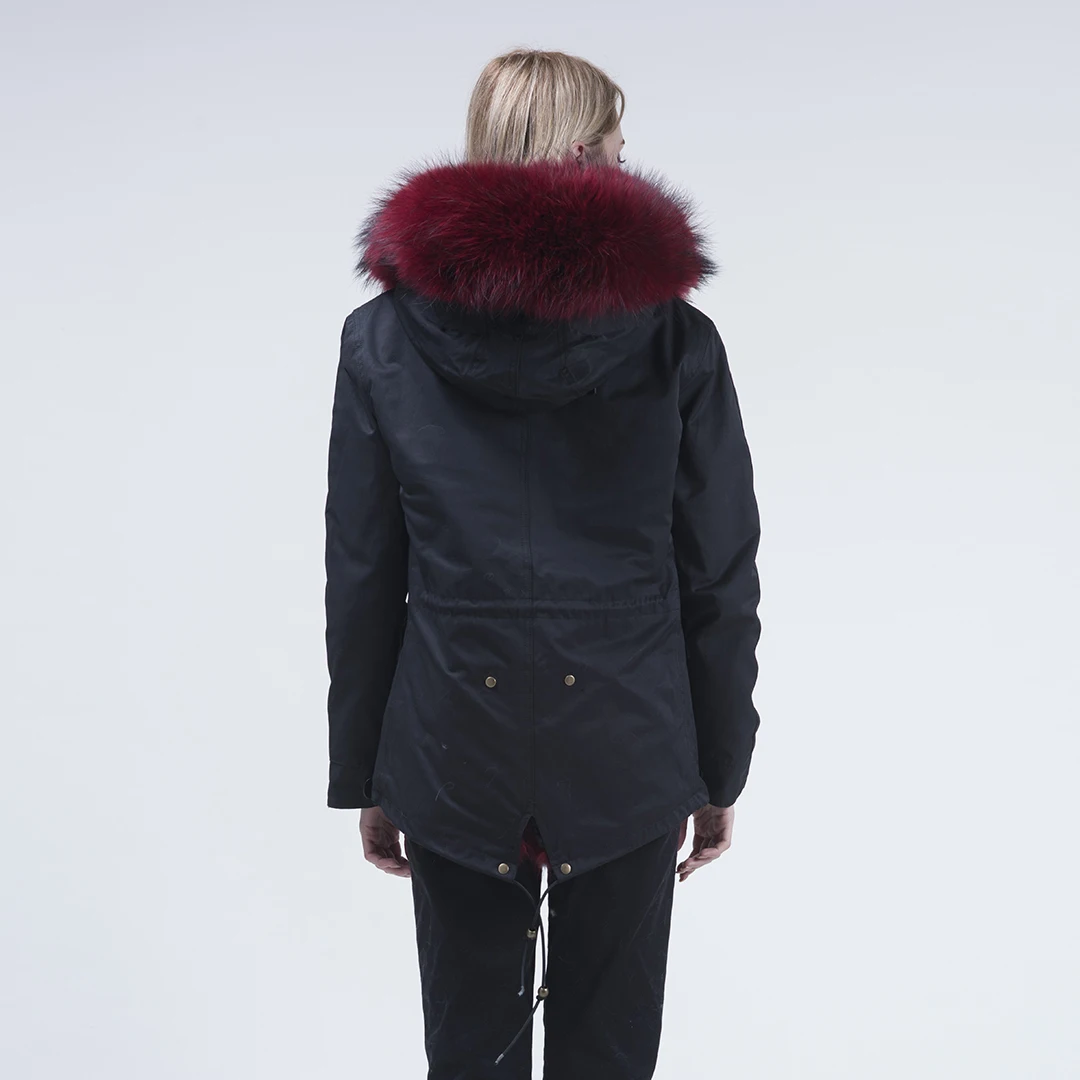 Veste parka avec col en vraie fourrure pour femme, manteaux longs, noirs, épais et chauds, doublure en fausse fourrure détachable, Style russe, hiver