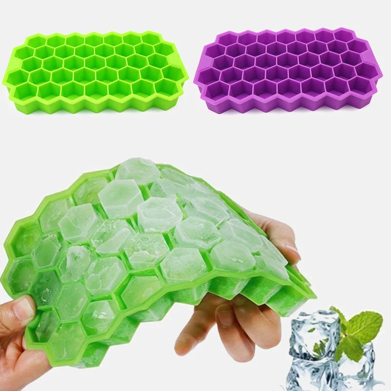 Creative DIY 37 Ice Cube Honeycomb Tray Silicone Mold  Shape Ray Cream Party Bar Cold Tools Maker Popsicle Kichen Accessories