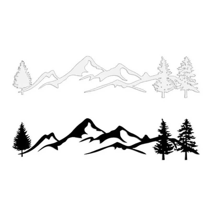 For SUV RV Camper Offroad 1pc 100cm Black/White Tree Mountain Car Decor PET Reflective Forest Car Sticker Decal