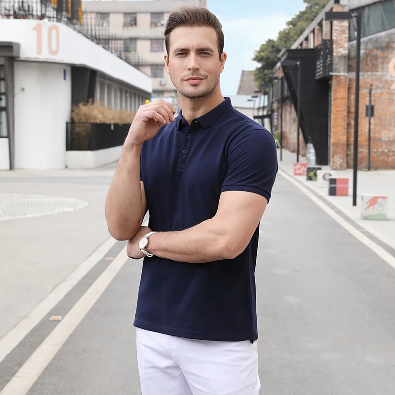 New Men's Polo Shirt Men's Casual Hot Stamping/embroidered Logo 65% Cotton Polo Shirt Men's Short Sleeve High Volume Polo Shirt