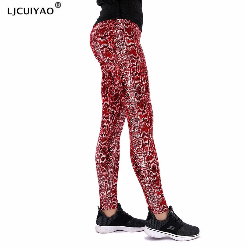 LJCUIYAO Exercise Leggings Stretch Snake Women Legging Female High Waist Fitness Fashion Snake Printing Elastic Waist Legging