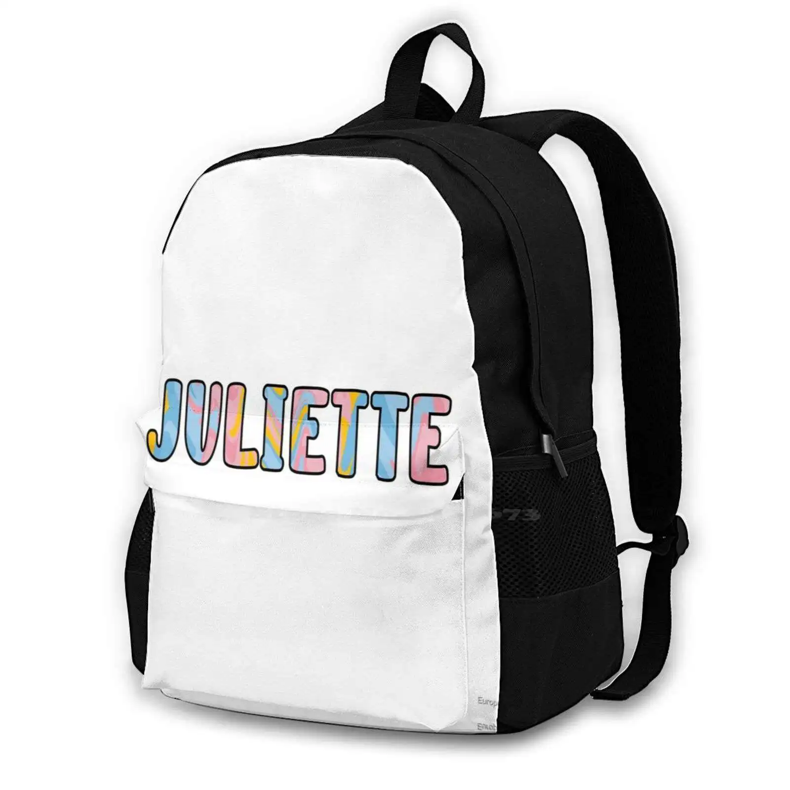 Juliette Custom Name Rucksack Knapsack Storage Bag Backpack Julia Juliette Julie Make Your Own Custom Girl Name Gold Pink Blue