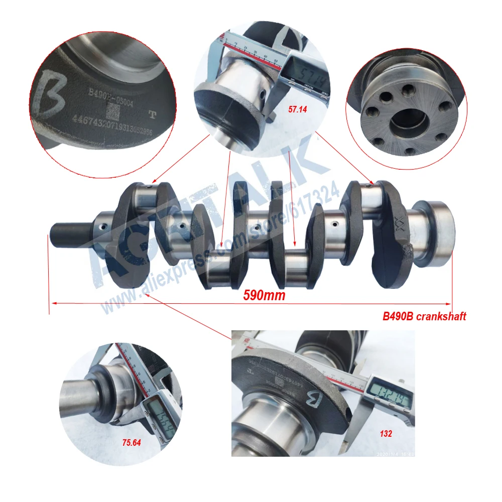 Crankshaft for Xinchai C490BPG 490BT A490BT B490BT C490BT 495BPG A495BPG 495BT A495BT 498BPG A498BPG 498BT A498BT A498BZG