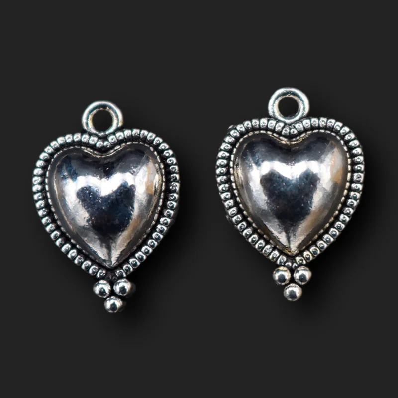 10pcs Silver Plated Christian Sacred Heart Pendants Religious Bracelet Necklace Accessories DIY Charms For Jewelry Crafts Making