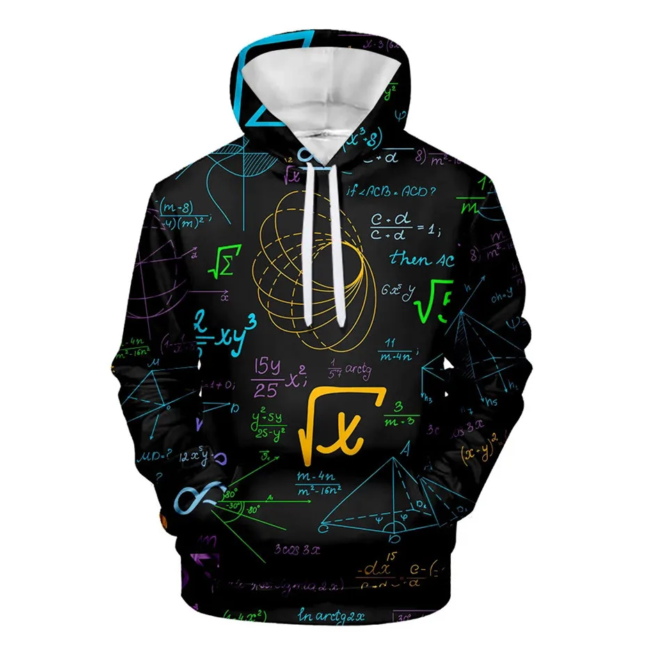 Science Formula 3d Hoodies Sweatshirts Colorful 3D Print Man Woman Funny Math Logistics Chemistry Hooded Streetwear Sweatshirt