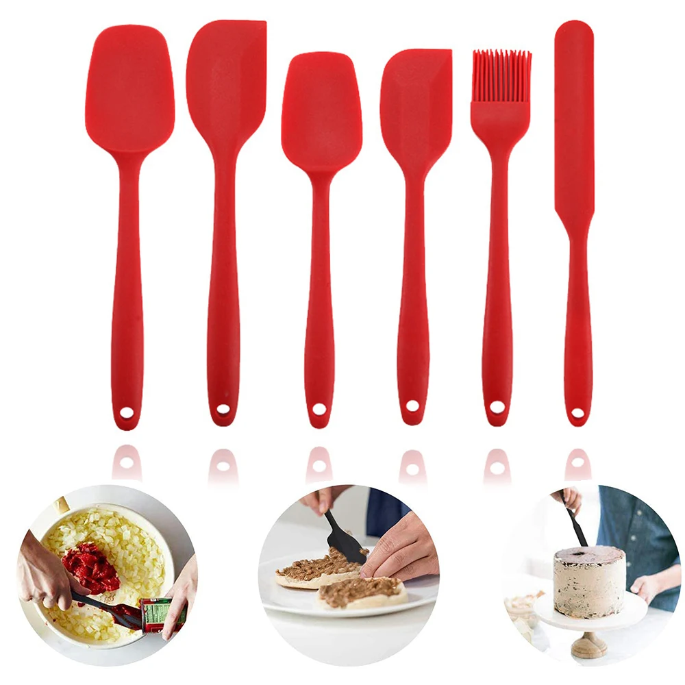 

6PCS Silicone Spatula Set Non-Stick Heat-Resistant Spatulas Turner BPA Free For Kitchen Cooking Baking Mixing Baking Tools Set