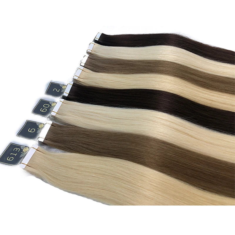 Toysww Tape in Human Hair Extensions Skin Weft 40pcs 18-24inch Double Drawn Virgin Human Hair High Quality For Salon