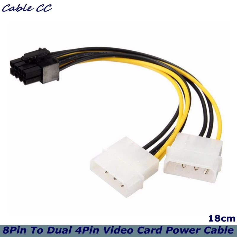 8Pin To Dual 4Pin Video Card Power Cord Y Shape 8 Pin PCI Express To Dual 4 Pin Molex Graphics Card Power Cable 18cm