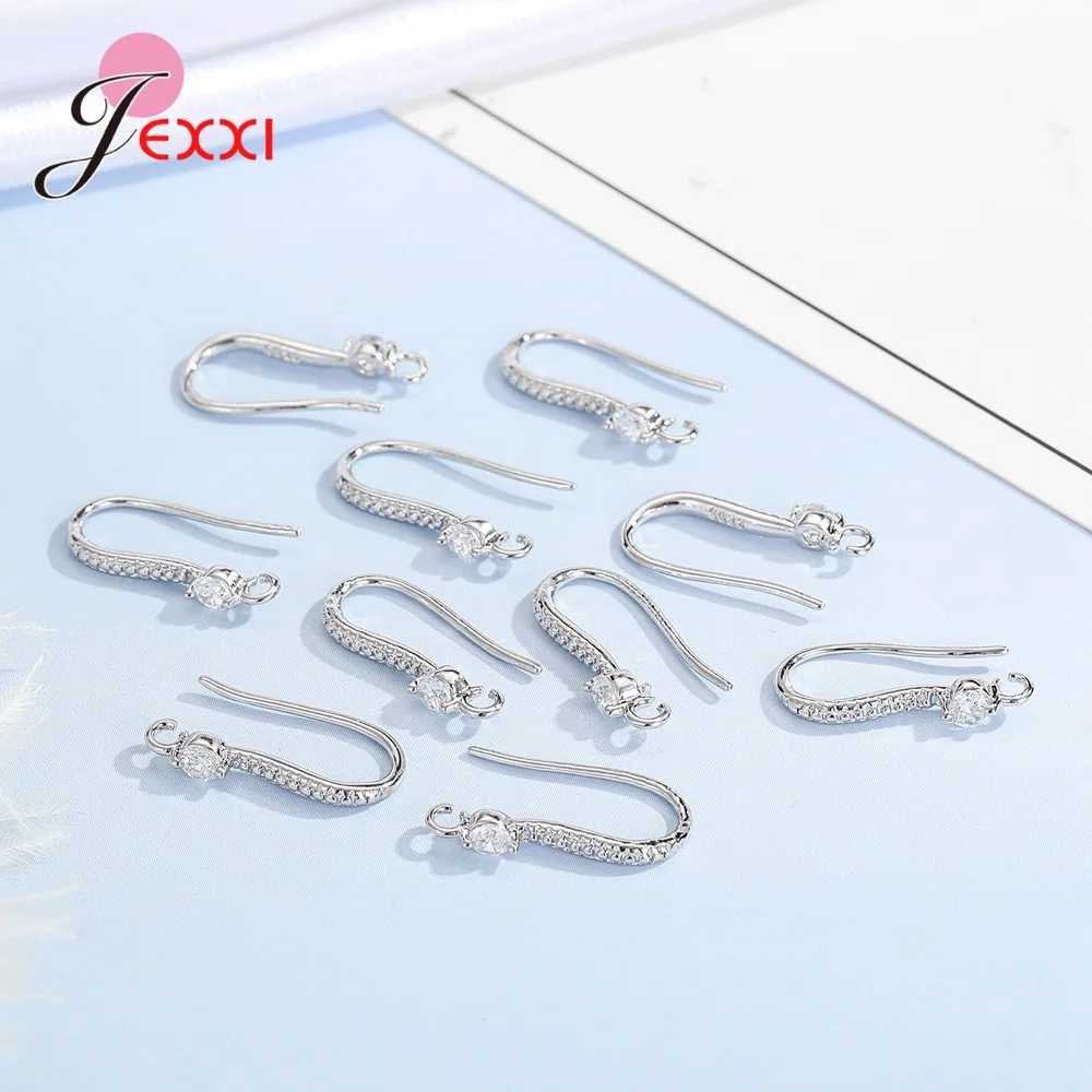 Authentic silver sparkling brinco componentes para diy 925 brincos de prata esterlina descobertas para mulher mão fazendo jóias