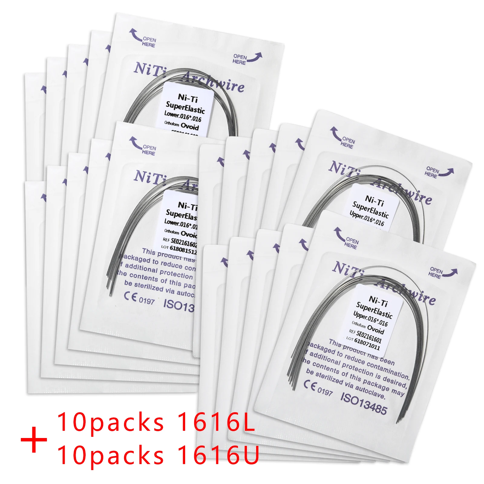 10 Packs Dental Tool Orthodontic Nitinol Material Rectangular Arch Wire Super Elastic Ovoid Form Upper Lower