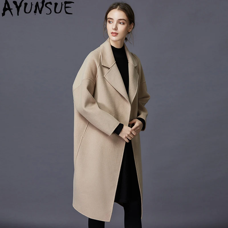 

AYUNSUE 100% Wool Coat 2020 Winter Jacket Women Double Side Woolen Coats and Jackets Women Korean Long Coat Abrigo Mujer MY3777