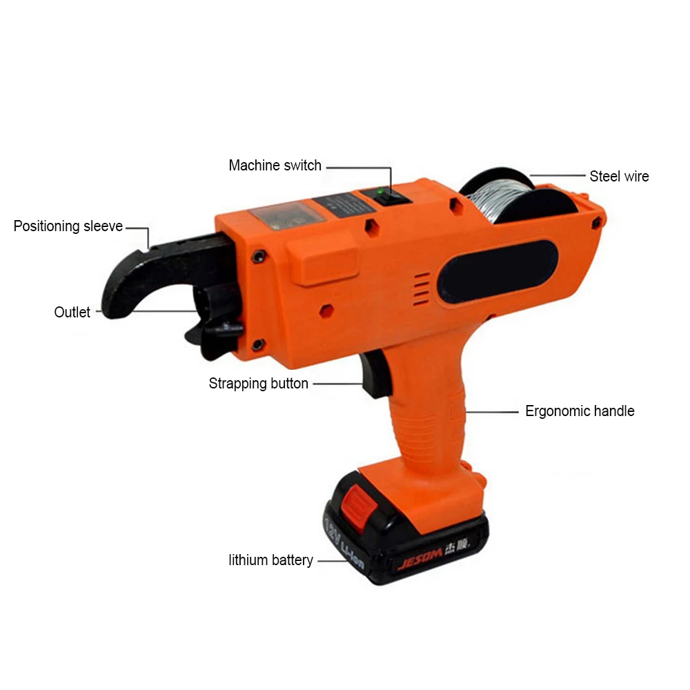 Automatic Rebar Binding Machine12V 3000mAh Rebar Tying Tool Cordless Cable Rechargeable Lithium Battery Power Tool Set