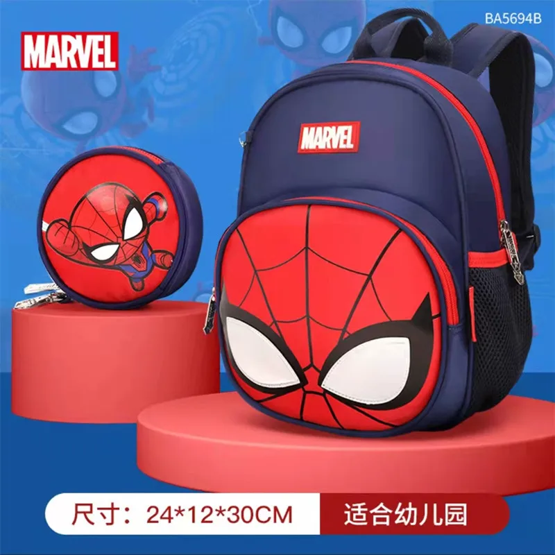 Disney New Kindergarten Backpack For Boys Student Shoulder School Bag For Age 4-9 Years Spider Man Captain America Mochilas