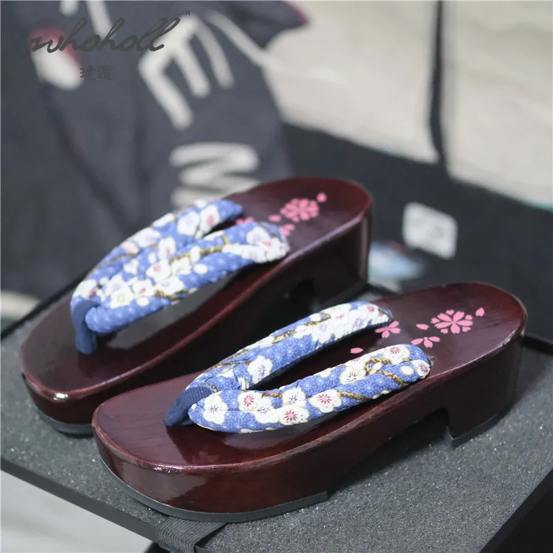 Sandalias de verano para mujer, chanclas japonesas de madera Geisha Geta Anime, chanclas, zuecos, talla grande 41 42