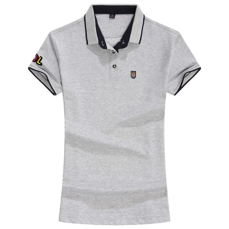 High Quality New Summer Womens Polo Shirt Casual Short Sleeve Ladies Lapel Tees Fashion Womens Polos Clothing Slim Female Tops