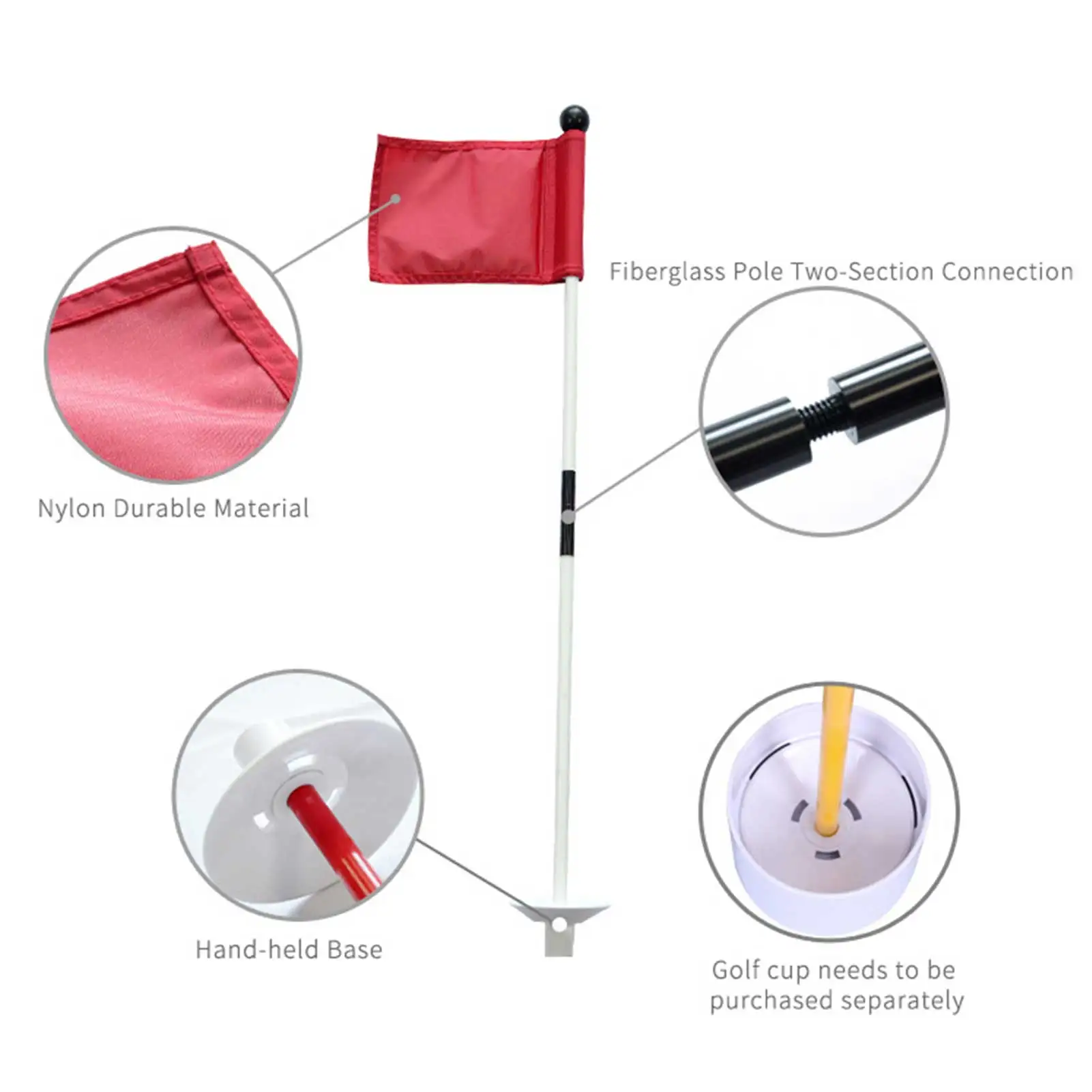 Professional Golf Flagsticks Flags Hole Pole Cup Set Portable Practice Golf Pin Pole Flags Outdoor Training Golf Accessory