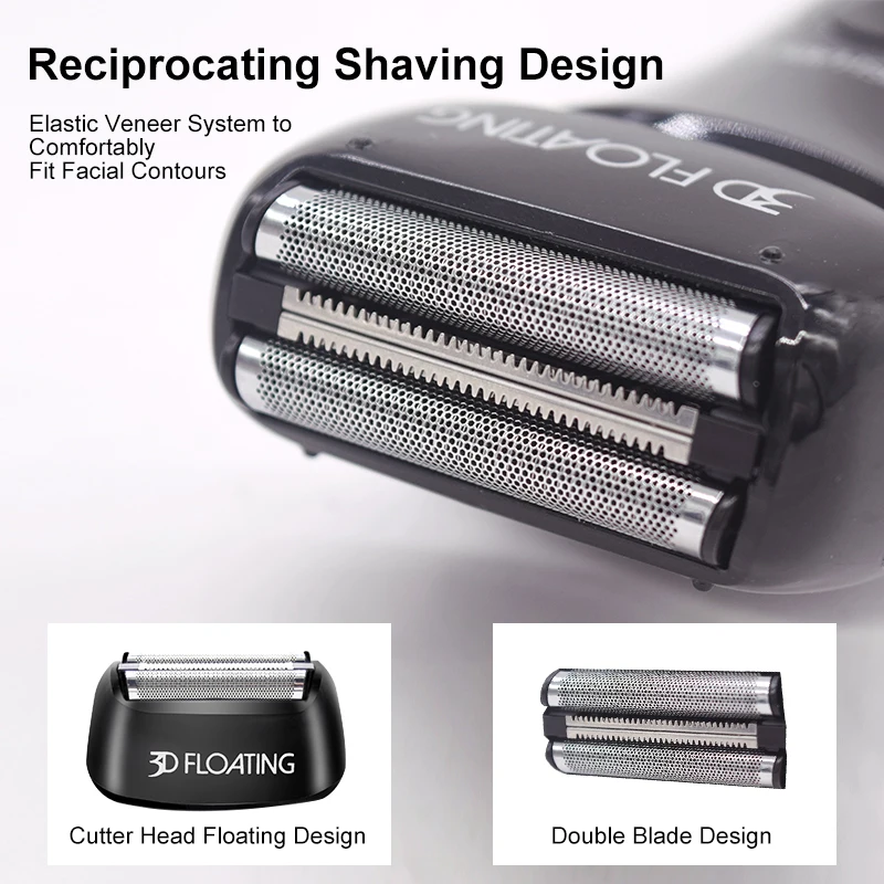 USB Rechargeable Electric Shaver 1 Hour Fast Charge Shaving Machine Men 3D Triple Floating Blade Razor Wet-Dry Dual Use Washable