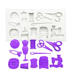 Sewing Machine Scissors Button Silicone Mold Sugarcraft Cupcake Baking Mold Fondant Cake Decorating Tools