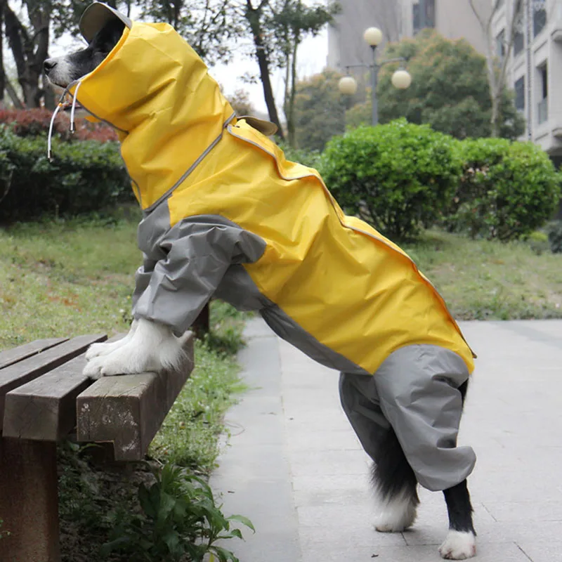 Pet Dog Raincoat Outdoor Waterproof Clothes Hooded Jumpsuit Overalls For Small Big Dogs Rain Cloak French Bulldog Labrador