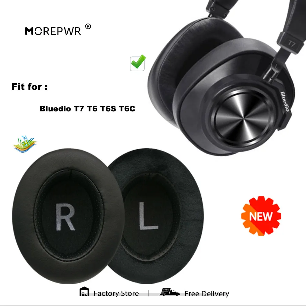 

Morepwr New Upgrade Replacement Ear Pads for Bluedio T7 T6 T6S T6C Headset Parts Leather Cushion Velvet Earmuff Earphone Sleeve