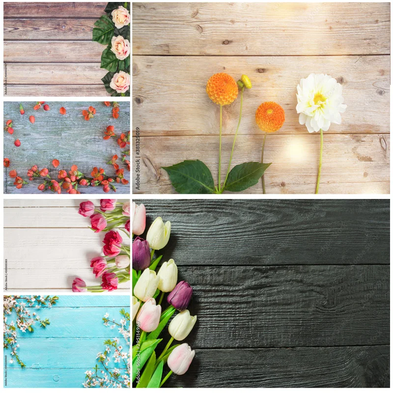 

SHUOZHIKE Art Fabric Photography Backdrops Props Flower Wood Planks Photo Studio Background 2211 HBB-05