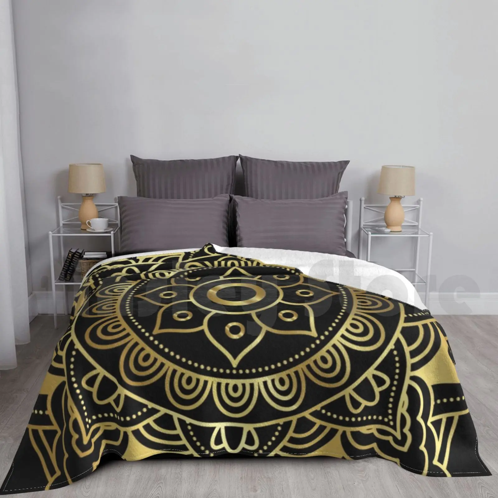 

Luxury Golden Mandala , Beautiful Golden Mandala Blanket Fashion Custom Golden Mandala Mandala Gold Golden
