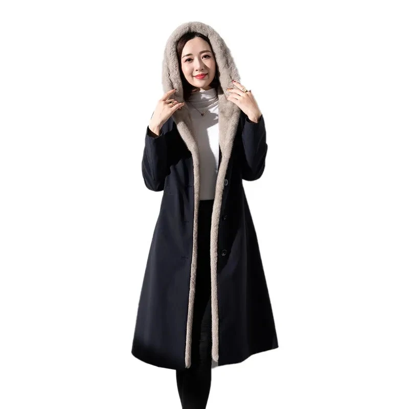 Female 2024 Autumn Winter New Women's The Long Jacket Coat Korean Version Of The Trendy Imitation Liner Imitation Fur Coat Women