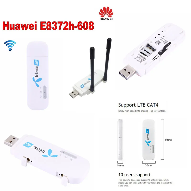 Unlocked Huawei E8372h-608 e8372h Wingle LTE Universal 4G USB MODEM WIFI Mobile Support 10 Wifi Users