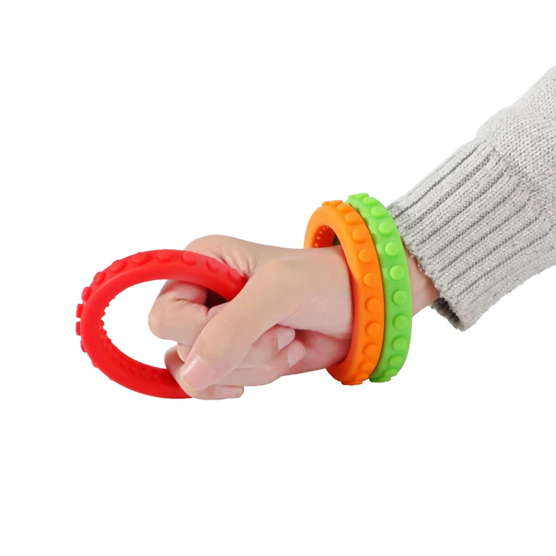 Sensory Chew Wristband Chewy Kids Silicone Biting Circle Teether Toy, Silicone Teether for Children with Autism Teething Toys