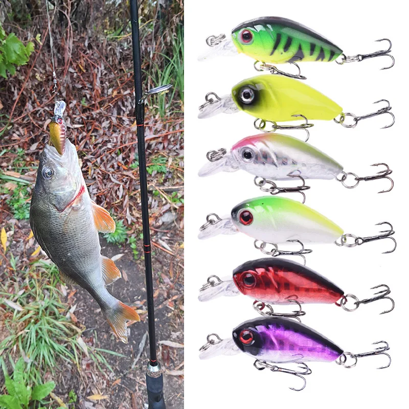 6pcs/Lot Mixed Colors Fishing Lure Set Minnow Baits Kit Wobblers Crankbaits With Treble Hooks Fishing Tackle Japan Hard Bait