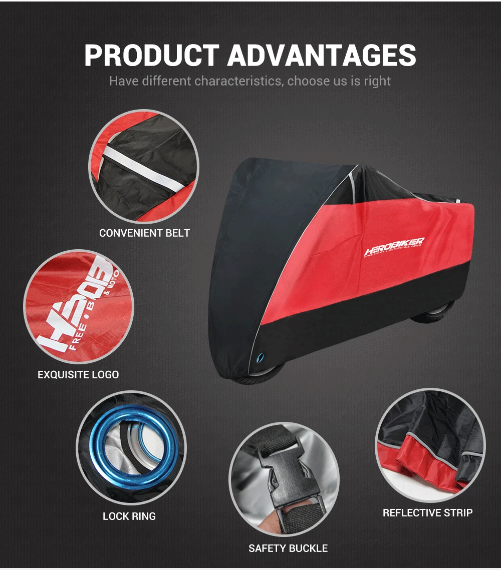 Neue Motorrad Abdeckung Funda Moto Regen Abdeckung Wasserdicht Staubdicht UV Schutzhülle Mantel Indoor Outdoor Motorrad Roller Abdeckung – Detail 7