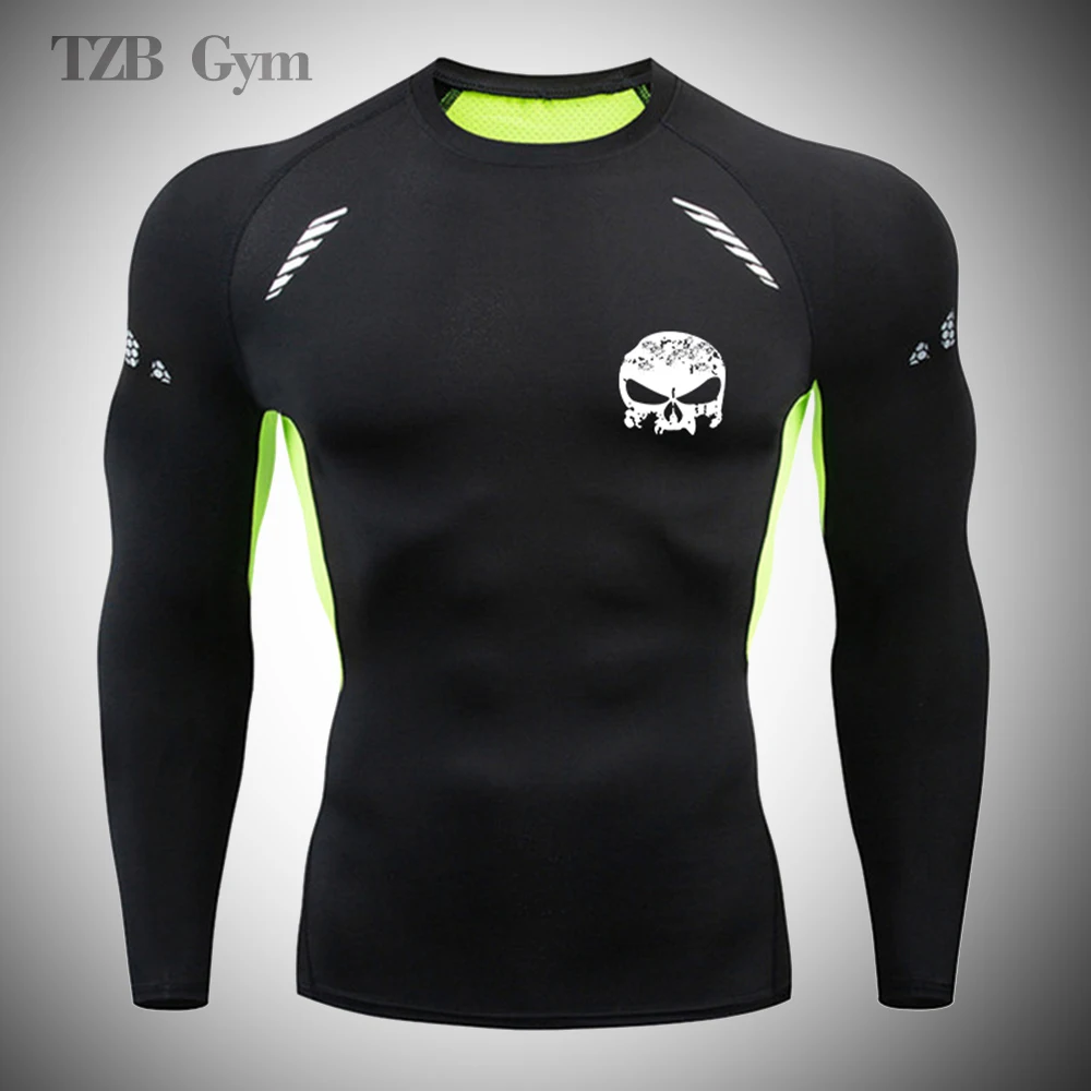 Dry Fit Men\'s Fitness Gym Outdoor Running T-Shirt Air Compression Sweat Wicking Elastic Tight Sweatshirt Rashguard Dres