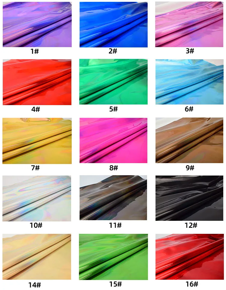 Synthetic Pu Mirror Holographic Fabric Shose Leather Materials