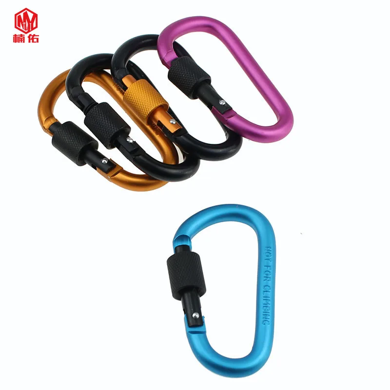 5PC Bold 8CMD Type With Lock Color Carabiner Outdoor Screw Buckle Hanging Buckle Aluminum Alloy Backpack Buckle