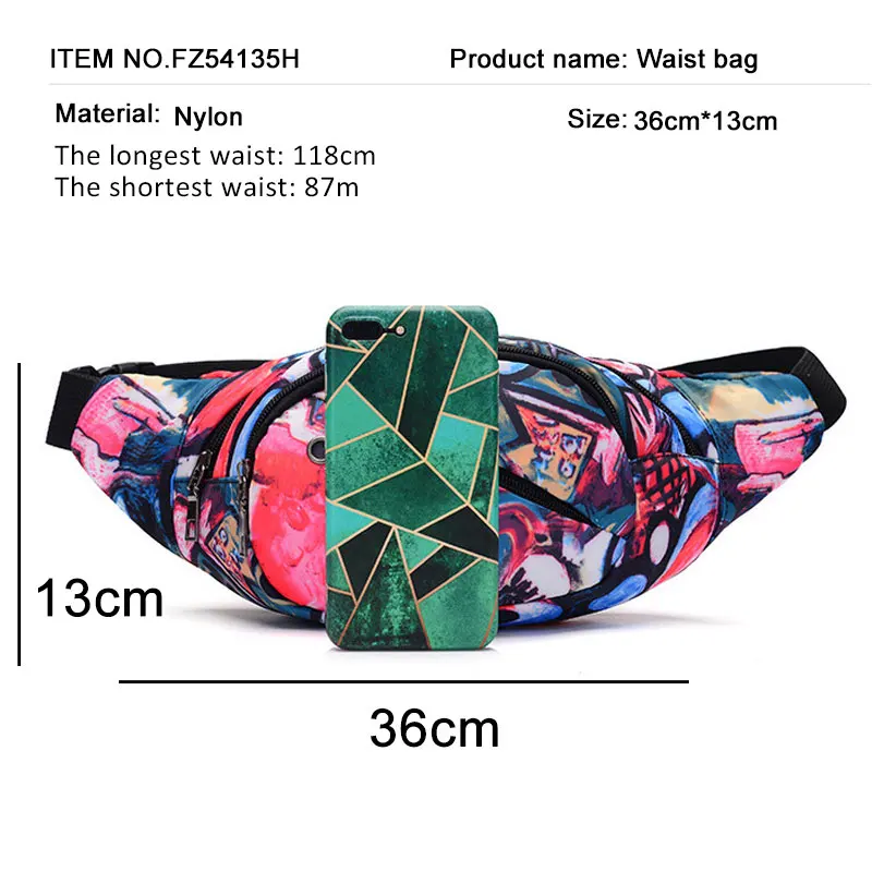 Printed Pillow Women's Waist Bag Waterproof Belt Bags for Ladies Travel Phone Case Belt Wallet Fanny Packs Female Chest Hip Bags