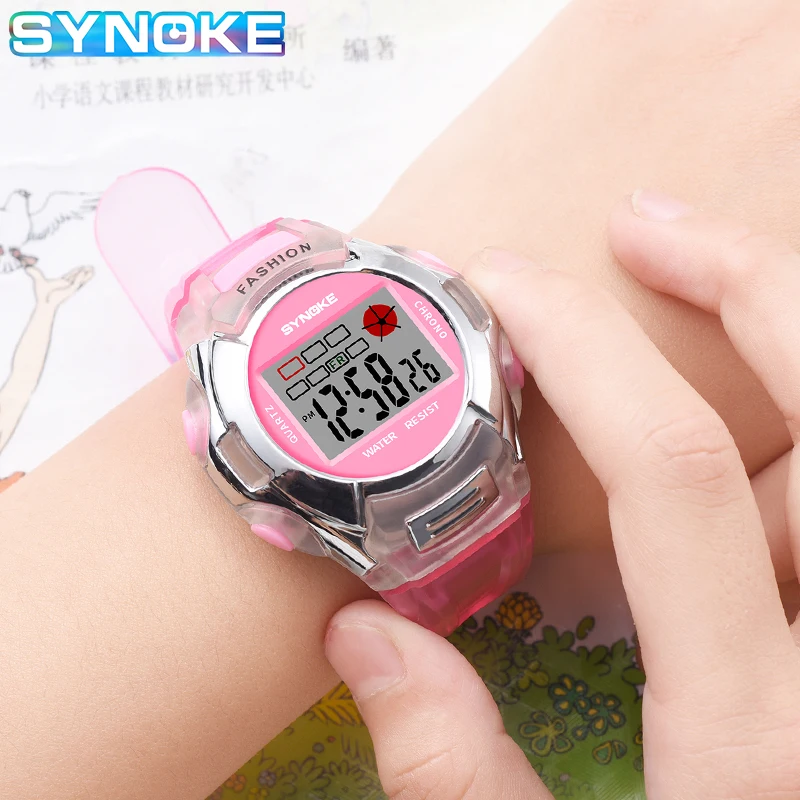 Montre numérique de sport pour enfants, étanche, avec alarme LED, horloge électronique, chronographe noir, pour filles