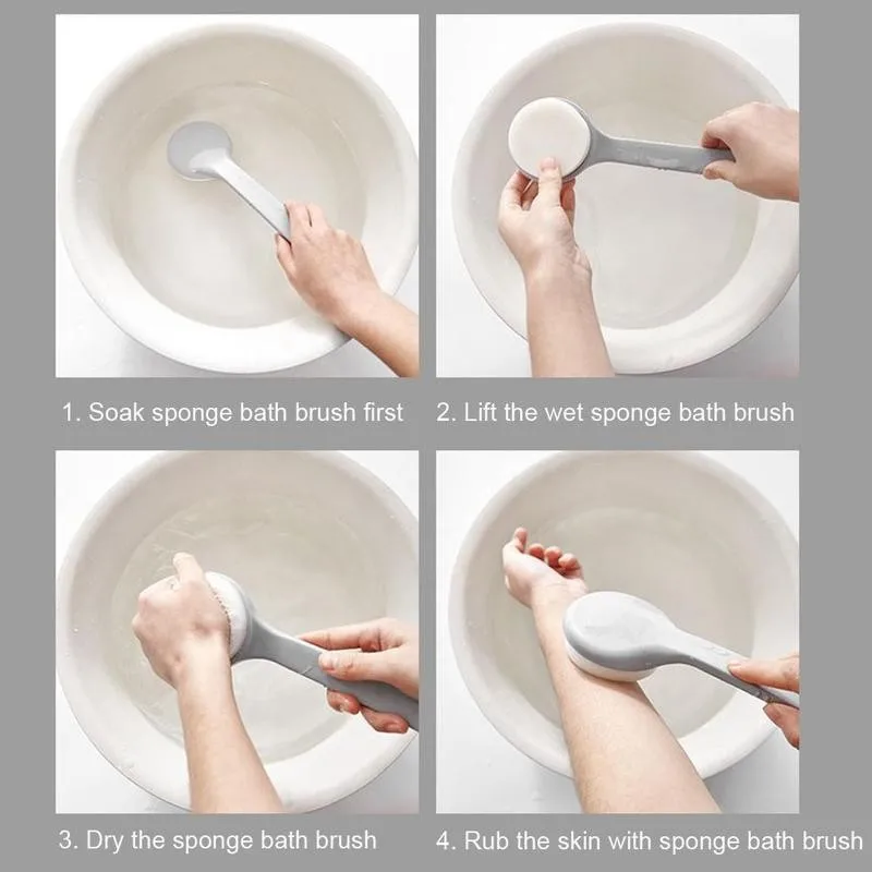 Long Handle Exfoliating Sponge Bath Scrubber Back Body Scrub Exfoliation Cleaning Equipment Bathroom Shower Rubbing Mud Brush