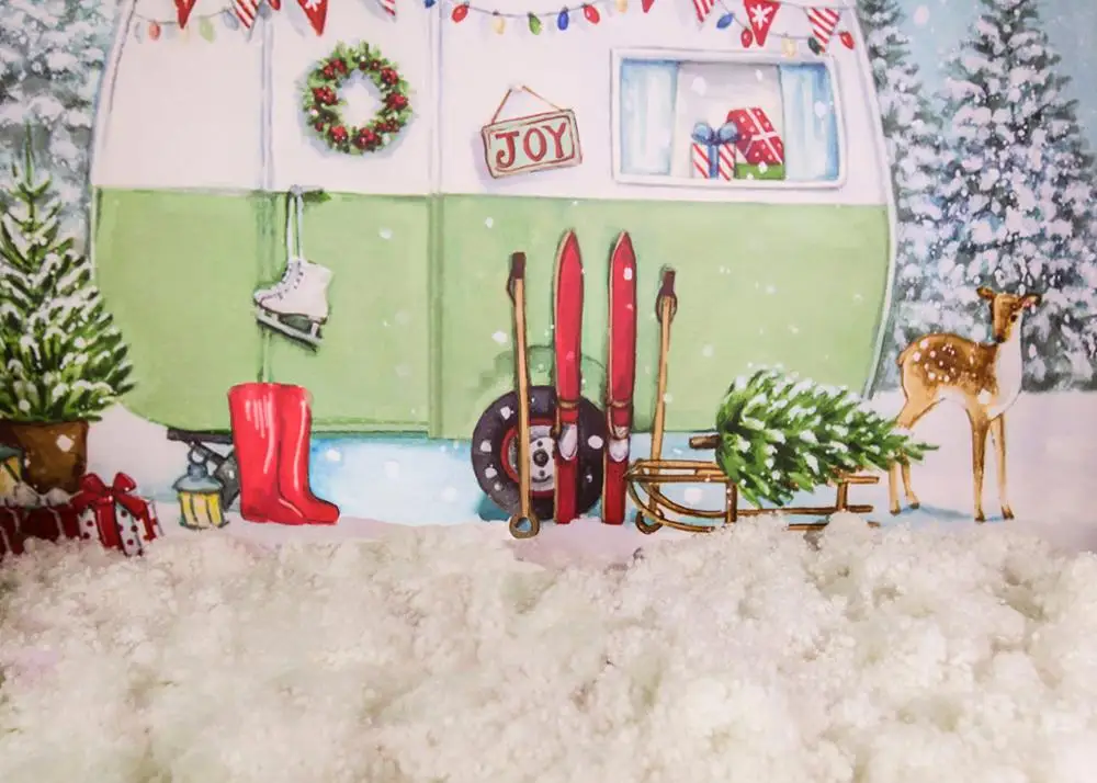 Capiscoฤดูหนาวคริสต์มาสการถ่ายภาพฉากหลังPine Tree Snowflakeพื้นหลังBaby Shower Party Photo Shoot Propsอุปกรณ์