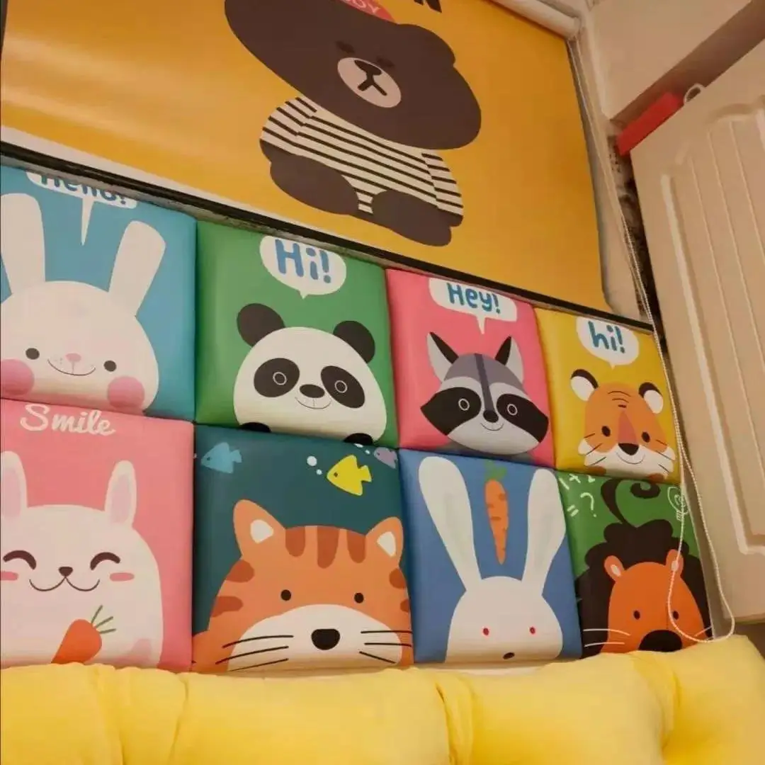 Cartoon Animals 3d Stereo Wall Sticker Anti-collision Headboards Soft Bag Tatami Decor Children Room Cabecero Cama 135