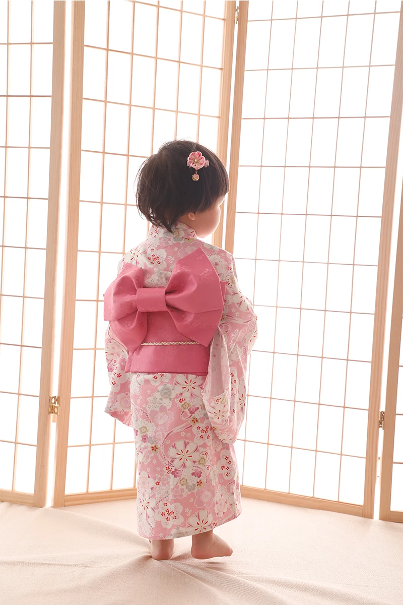 Children Kimono Traditional Japanese Style Printed Yukata Dress for Girl Kids Cotton Cosplay Haori Costume Asian Clothes ZH109