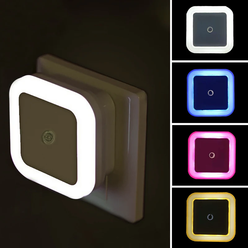 EU US Plug-in LED Night Light With Lighting Sensor Control Energy Saving Kids Bedside Light Toilet Wall Lamp For Bedroom Home