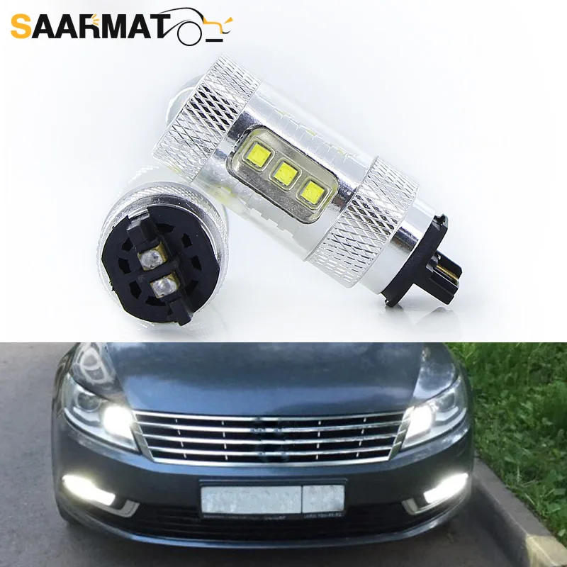 PW24W PWY24WSV Auto LED Bulbs Daytime Running Light DRL Lamp for VW Volkswagen Golf MK7 For Golf VII PWY24W 80W Yellow White