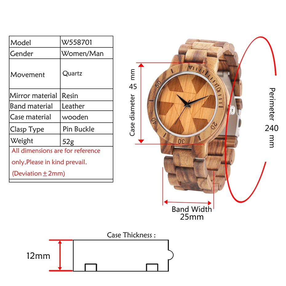 Vintage Wood Watch Creative Irregular Geometric Pattern Men's Adjustable Wood Band Wrist Quartz Watches Clock Male Reloj Hombre